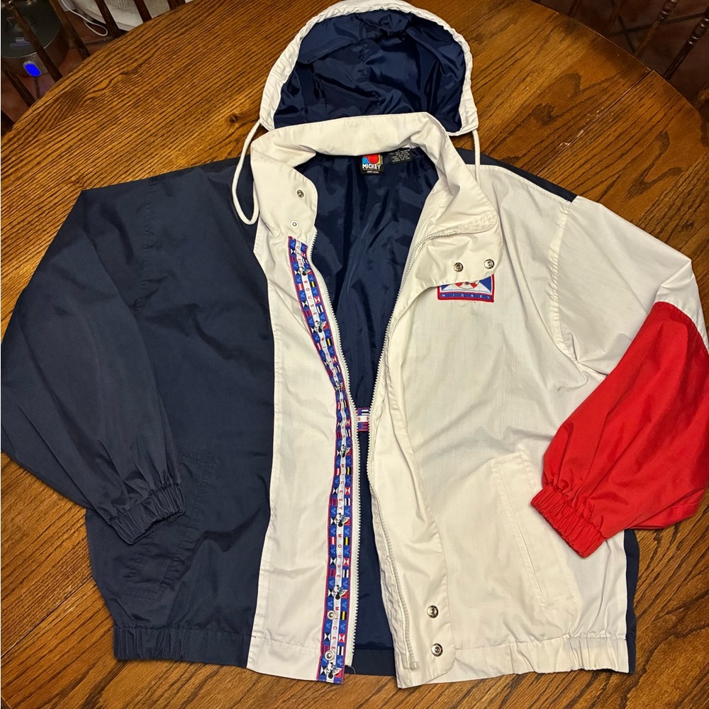 Vintage Mickey Unlimited Jerry‎ Leigh Colorblock Windbreaker Jacket Navy White L